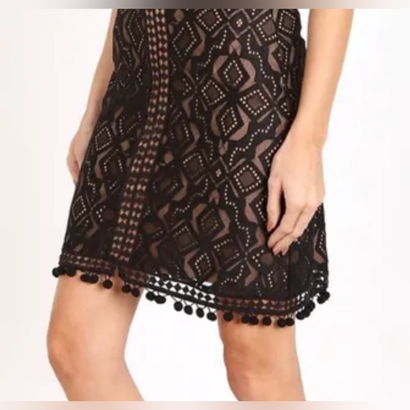 For Love and Lemons|Florence Lace Pencil Mini Skirt with Pom Pom Tassel Detail• - Picture 4 of 14